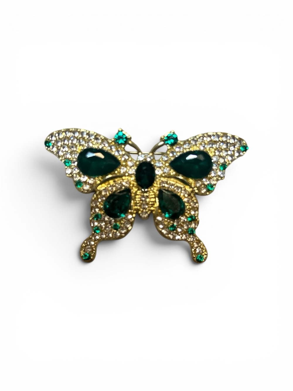 Gold-Tone Emerald Butterfly Brooch - Women Jewelry